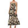 Floral Boho Dress For Women  Ruffle Hem Sleeveless Maxi Dress Spaghetti Strap Smocked Beach Long Dresses