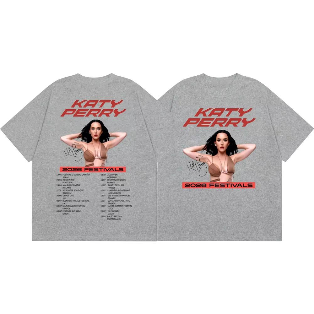 Katy Perry 2026 Fastivals Tour T Shirt Men Women Clothing Fashion Aesthetic T-shirts High Quality Gothic Cotton Oversized T-shirts