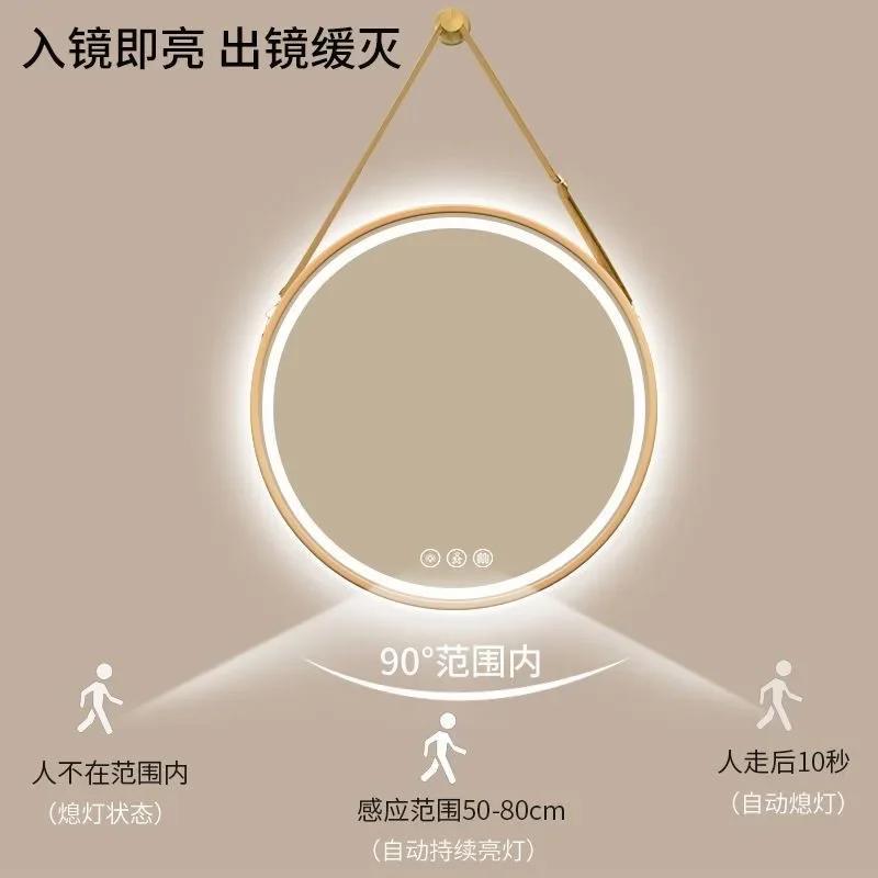 Round Makeup Bathroom Mirror Lights Portable Touch Led Bathroom Mirrors Wall Mounted Home Improvement