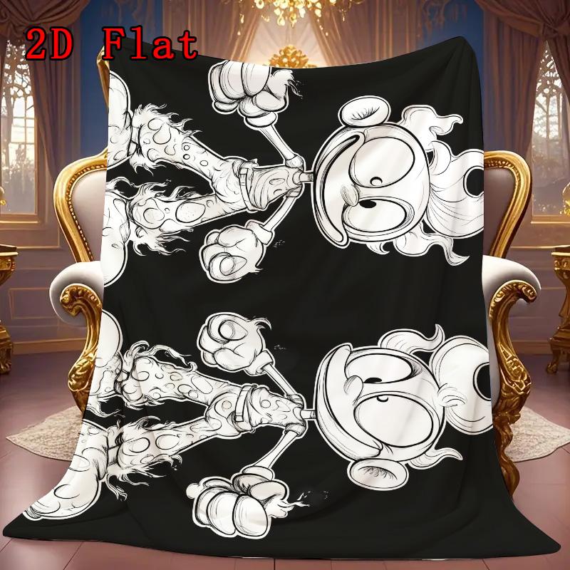 2D Black & White Characters 2D Flat Pattern Flannel Blanket High quality All Seasons Warmth and Comfort Perfect for Christmas Gifts.MMT0918012