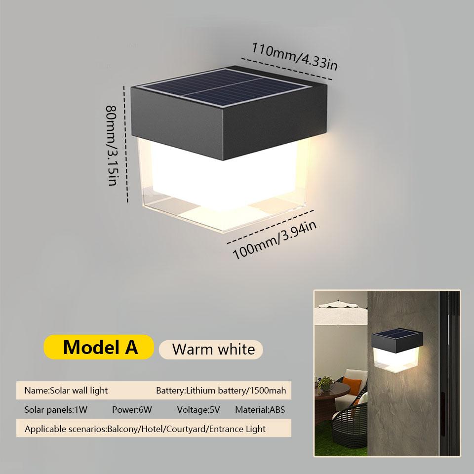 1Pc  LED Wall Lights Outdoor Solar Lamp  Solar Powered Sunlight Street Light Garden Courtyard Waterproof Wall Light