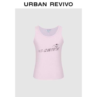 UR 2025 Autumn Retro Letter Slim Sleeveless Vest