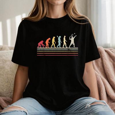 Funny Tennis Shirt Retro Style TShirt Women Short Sleeve Classic Pattern Urban Tops Outdoor Sports Enthusiasts Tees