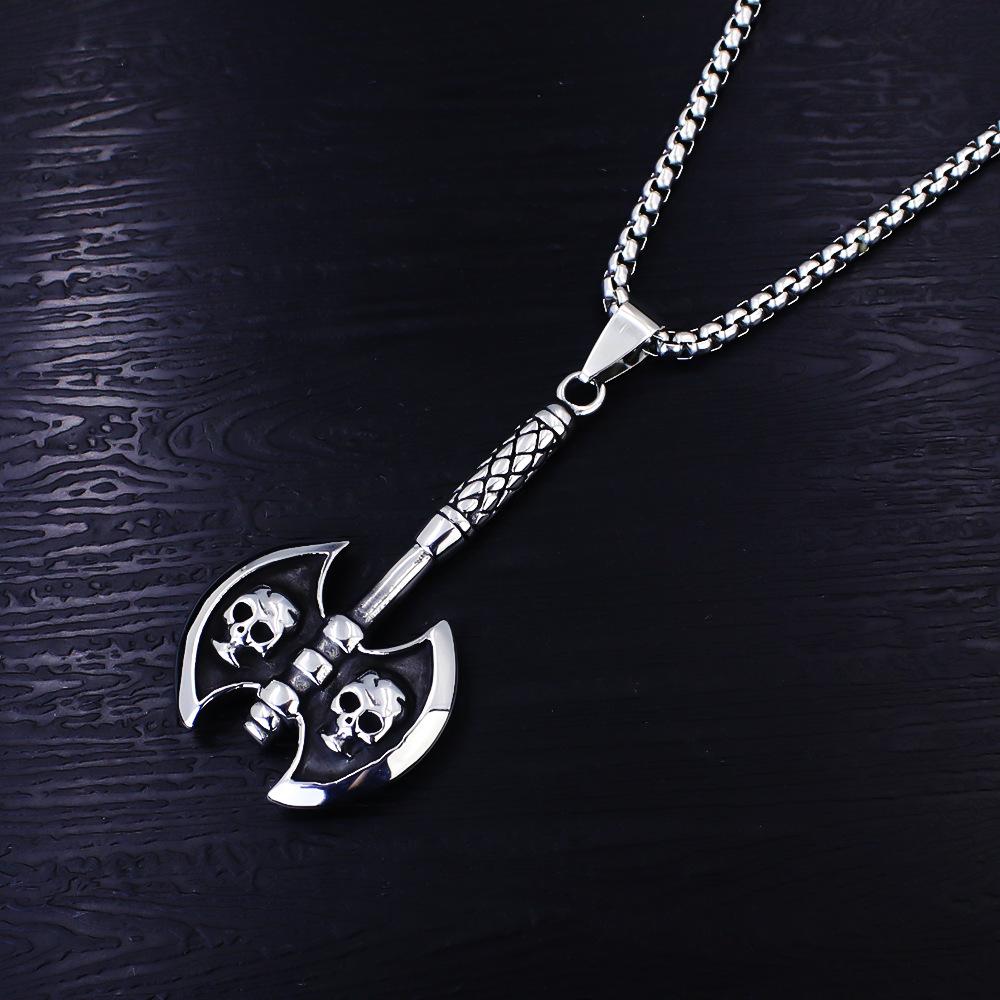 Halskette Doppelaxt Herren Trendige Mode Punk Anhänger