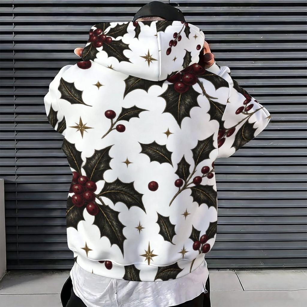 Men s Plus Size Long Sleeve Drawstring Hoodie Black Rose Gold Moon Star Printed White Kangaroo Pocket Pullover