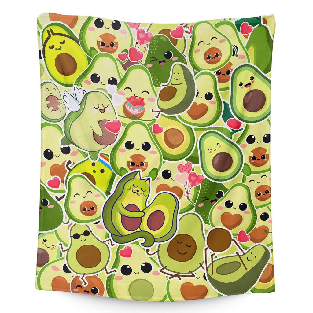 Avocado-Kuscheldecke, Weiche leichte Flanelldecken für Bett, Couch, Sofa, Ganzjahres-Warme Gemütliche Flauschige Plüsch-Mikrofaserdecke