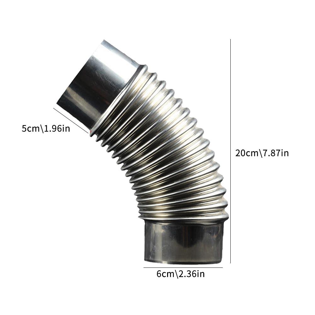 60mm Steel 45 Degree Elbow Chimney Pipe Stainless Steel Multi Flue Stove Pipe Outdoor Camping Chimney Liner Heater Exhaust Pipe