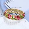 Colored Ethnic Style Flower Bangles Alloy Openwork Engraving Vintage Open Bracelets For Women Jewelry Gift