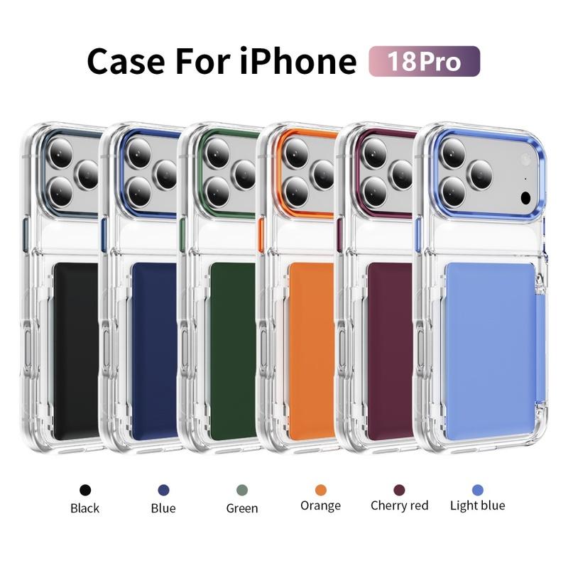 18pro Dual Card Slot Transparent Holder Case for iPhone 18 Pro Max 15 17 Pro 16 12 13 11 Shockproof Wallet Slot Shell Hard Cover