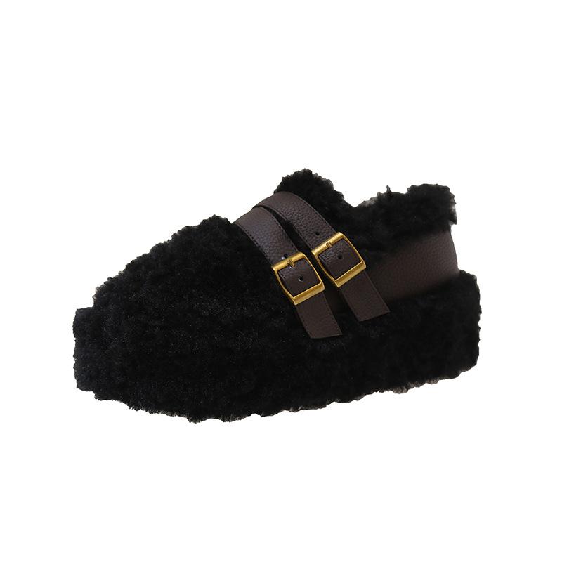 

Mao Mao shoes women s outer wear 2025 new autumn and winter lamb wool thickened flat-bottomed lazy one-pedal women s shoes cotton shoes 35