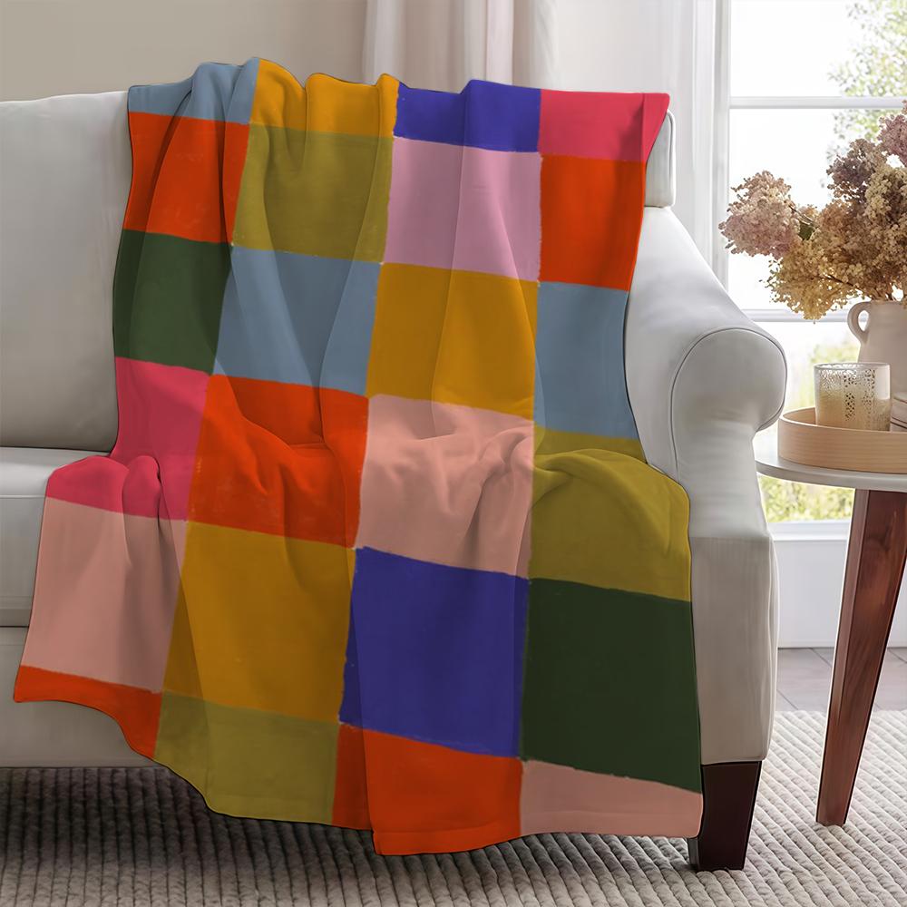 Koc Super Kolorowy Przytulny Pluszowy Salon Kratka Sofa Kanapa Dziecięce Prezenty Urodzinowe