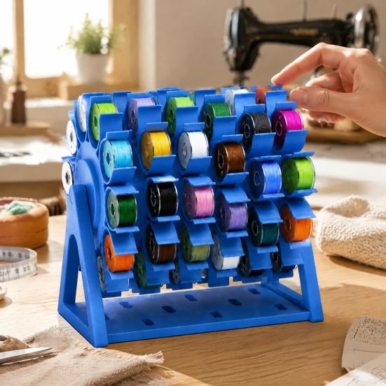 Estante de 60 Bobinas, Estante Organizador de Hilo de Coser de 60 Bobinas, Soporte de Exhibición Giratorio de 360 Grados Ahorrador de Espacio, Soporte de Almacenamiento de Mesa para Bordado y Patchwork