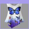 Stylish Women Sleeveless Butterfly Print Lace Patchwork T-shirt For Summer Chic