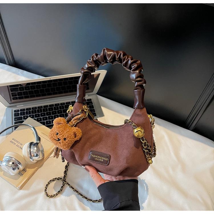 

Premium sense super fire niche bag 2025 new retro style versatile shoulder messenger bag fashionable portable dumpling bag темно-коричневого