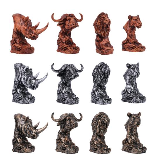 Animal Head Statue Resin Lion Figurine Rhinoceros Statue Retro Style Lion Buffalo Sculpture for Office Bedroom Living Room Decor