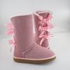 Novedad Invierno Pajarita Niña Botas Altas Cuero Genuino Mujer Botas de Nieve Botas de Felpa Gruesa Zapatos de Mujer Zapatos Cálidos