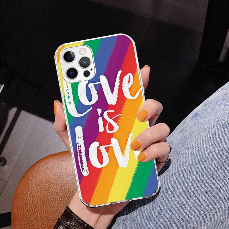 Liebe Ist Liebe LGBT Regenbogen Handyhülle Für iPhone 17 Air 16 Pro Max 16E 15 + 14 Plus 11 12 13 Mini 7 8 SE Geschenk Druck Abdeckung Fundas