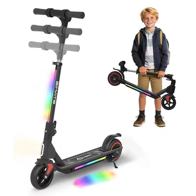 Monopattino Elettrico per Bambini dai 6 ai 14 Anni, 3 Altezze Regolabili, Display e Luci a LED, Pieghevole, Velocità Sicura 8-14 km/h