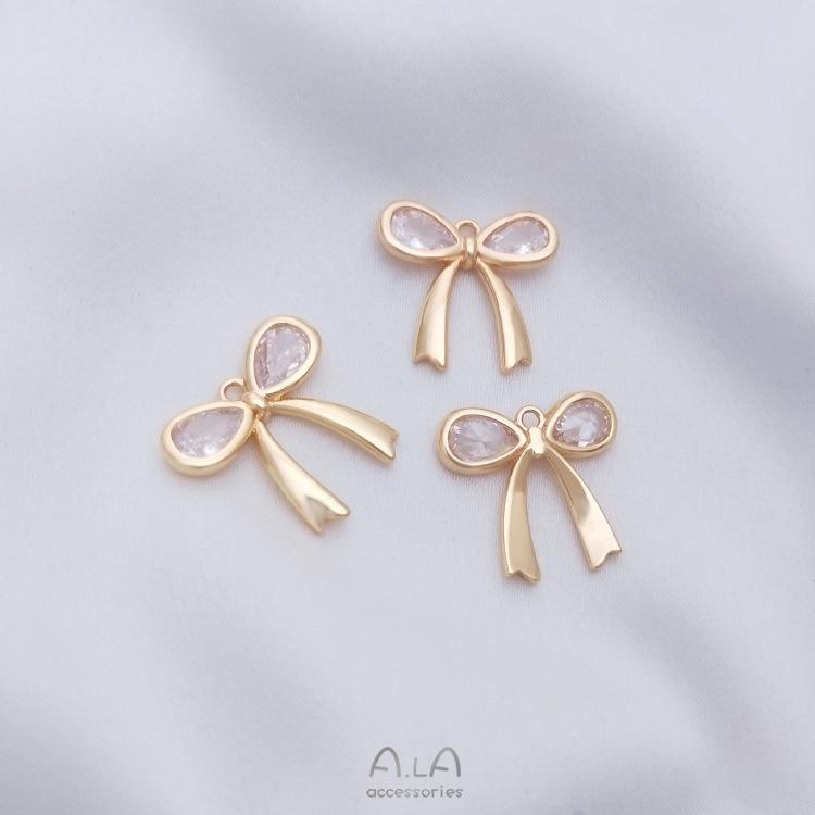 

14K Gold-Filled Zircon Bow Pendant for DIY Jewelry