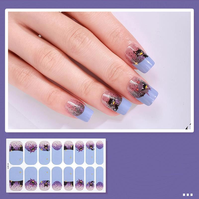 1Sheet Halloween Nail Stickers Waterproof European And American Cartoon Children'S Cute No Bake Night Light Nail Decoration