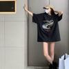 Short-sleeved Printed T-shirt for Women, New Style, Summer Relaxed, High-end Design, Small-batch Mid-length Top