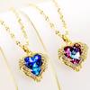 Korean Style Heart Necklace for Women - Light Luxury Clavicle Chain with Zirconium and Colored Crystal Pendant