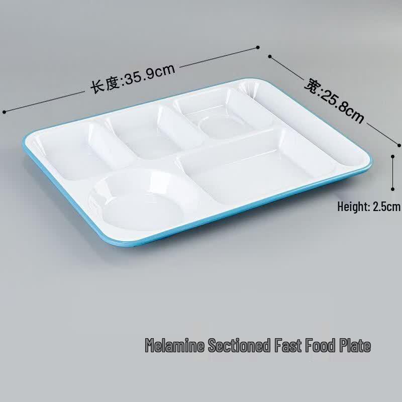 A5 Melamine 6-Compartment Divided Cafeteria Tray