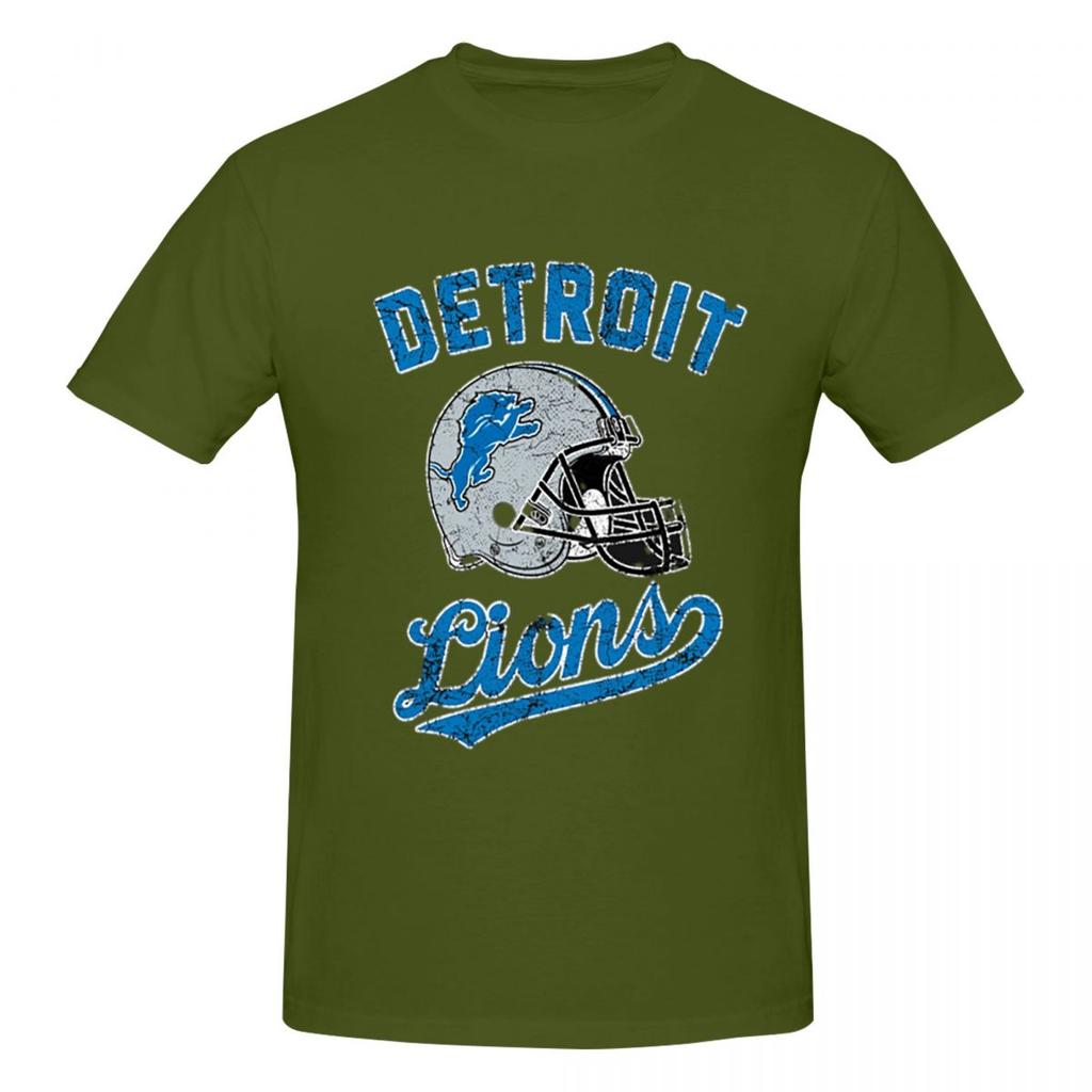 Vintage - Pánské tričko Detroit Lions Vtipná nadměrná trička Pánská bavlněná trička s kulatým výstřihem Krátké Letní Pánské