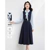 Elegant Faux Two-Piece Long-Sleeve Midi Dress