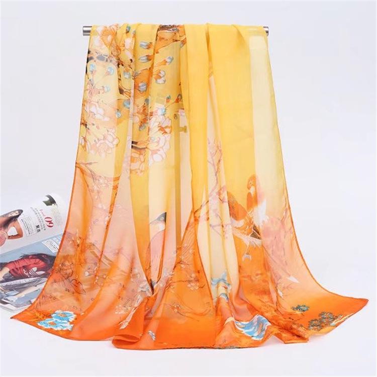Sciarpa di Seta Chiffon Primavera & Estate: Scialle da donna leggero, stampato e versatile con protezione solare