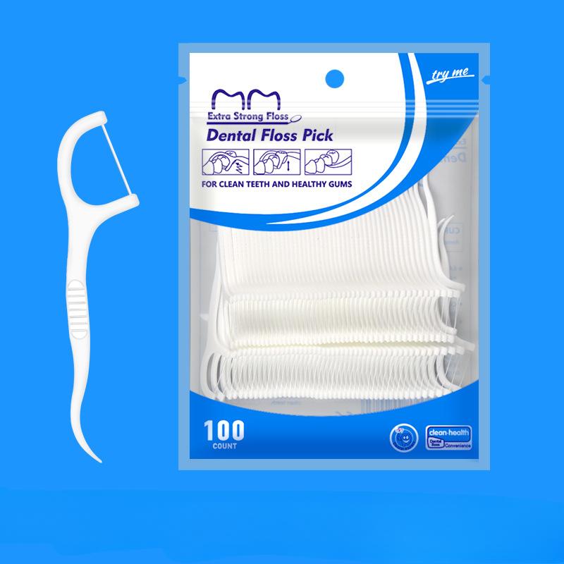 

100 штук высокопрочных ультратонких круглых нитей одноразовых зубочисток с зубной нитью Bag of 100 pieces