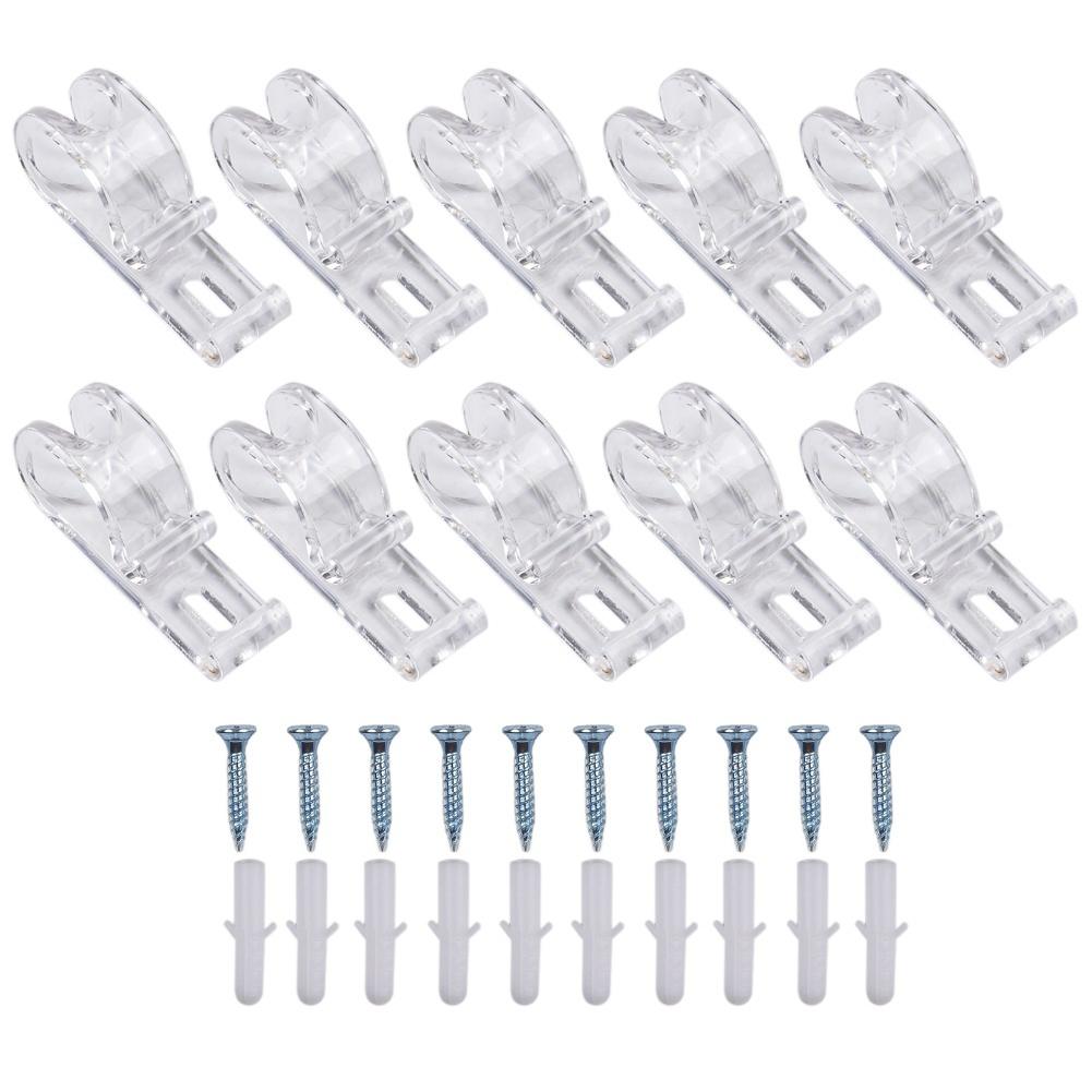 Pack of 20 Clear Plastic Roller Cord Guide Hooks with Screws for Fixing Venetian Sheer Curtains Blinds and Window Shades