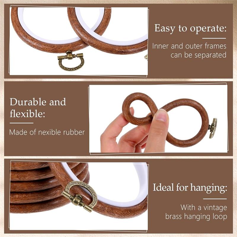 M-Modern-Circular 3 Inch Embroidery Hoops,12 Pcs Wood Rubber Frame For Sewing,Craft DIY Hanging Gifts
