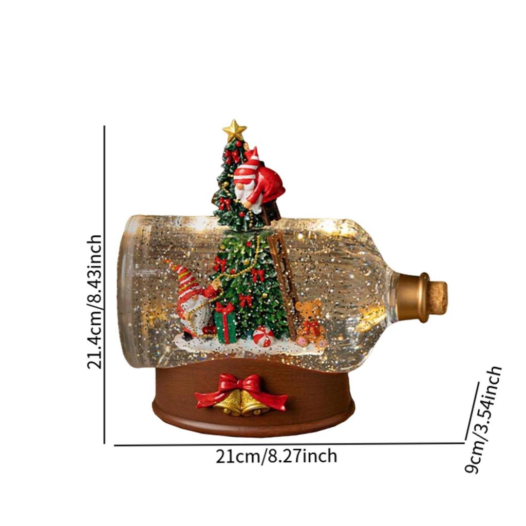 Music Case Christmas Message In A Bottle Christmas Snow Globe Musical Wine Bottle Holiday Ornament For Children'S Birthday Gift