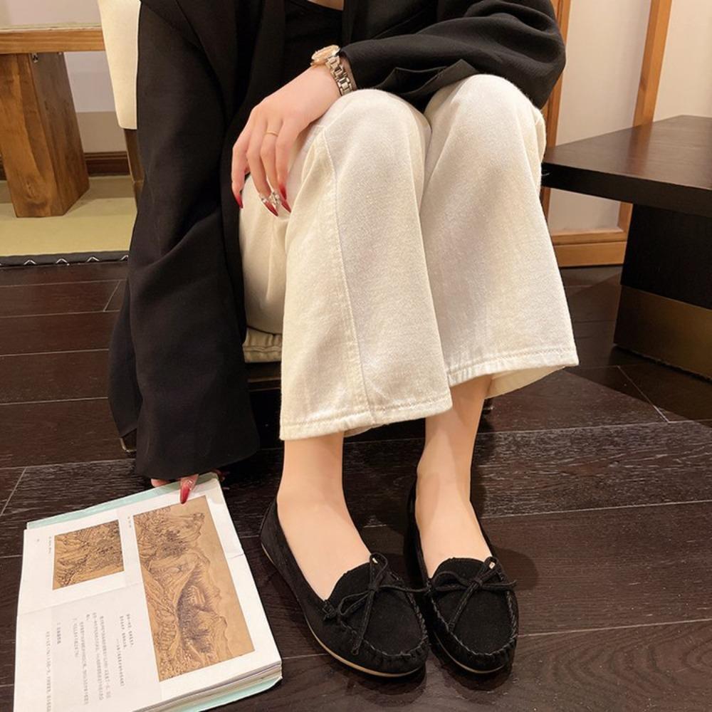 Trend Fashion Casual Lofers Women's Flat Shoes Ladies Elegant Butterfly-Knot Comfortable Women Soft Classic Office Shoes
