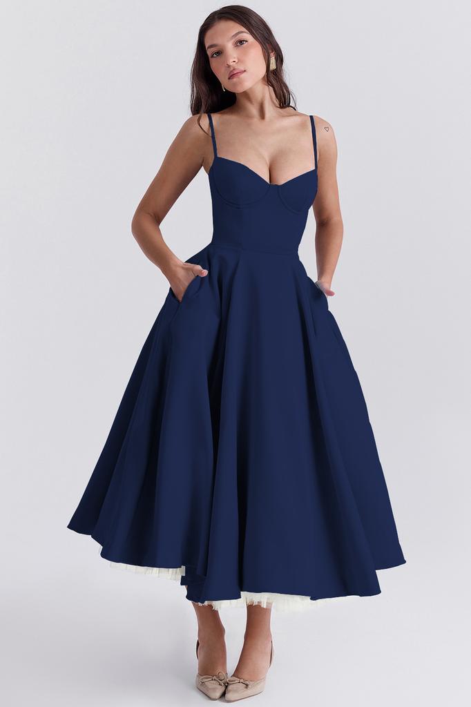 Neues Sommer-High-End-Prinzessinnenkleid Netz-Schwingboden-Doppellagen-Trägerkleid für Damen