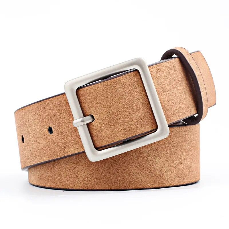 Women's Belt Japanese Trendy Korean Trendy Minimalist Square Buckle Versatile Pu Leather Belt With Skirt Jeans HighEnd Lady Belt