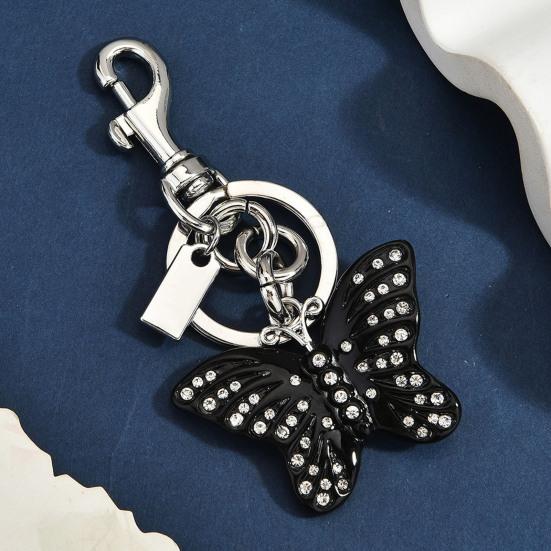 Keychain Pendant Rhinestones Inlaid Gradient Butterfly Shape Key Chain with Lobster Clasp Bag Charm Backpack Accessory