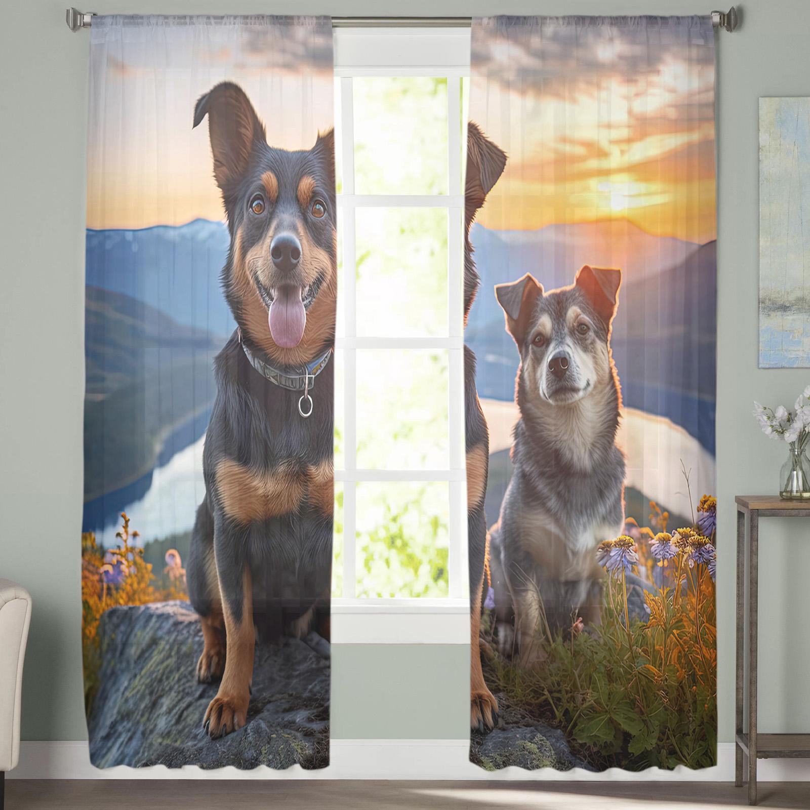 Gouhuacong Горный Пик Небо Облако Река Оконные Шторы Для Гостиной Спальни Кухни Шифоновые — фото 3