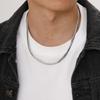 Flat Cuban Chain Necklaces for Men Boys,45-50CM Stainless Steel Chain Link Choker,Stylish Men Accessories Jewelry Gifts