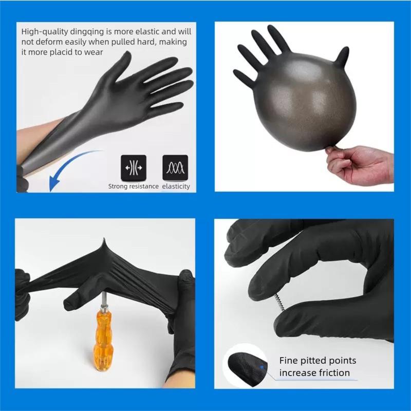10-200pc Nitrile Gloves Black Rubber Gloves Latex Disposable Gloves Work Housework Car Industry Gardening Pet Care Cooking Tools