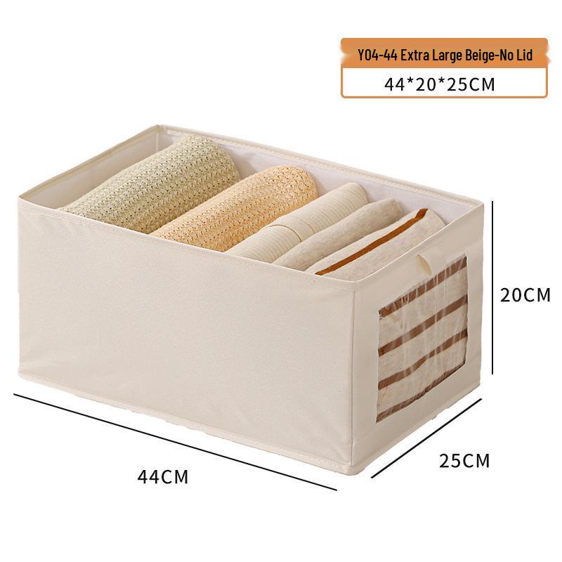 Cotton & Linen Foldable Storage Box with Window for Clothes