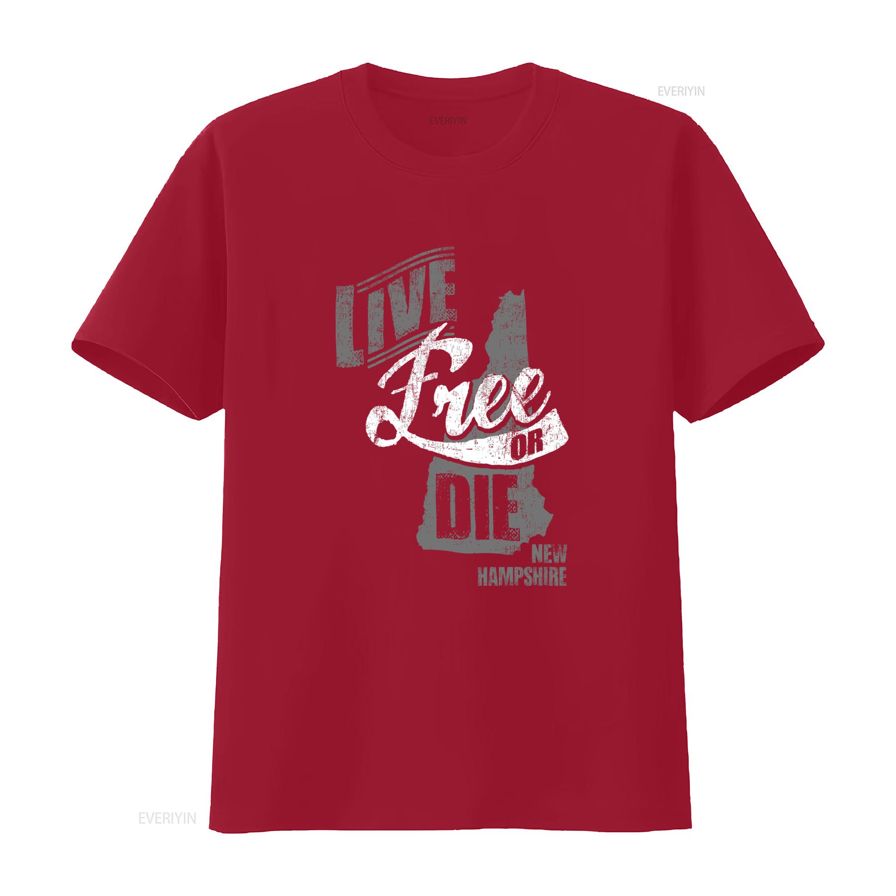 

Live Free Or Die Vintage New Hampshire Map Crewneck T Shirt Retro Style for Freedom Lovers vintage Washed Casual Stylish S