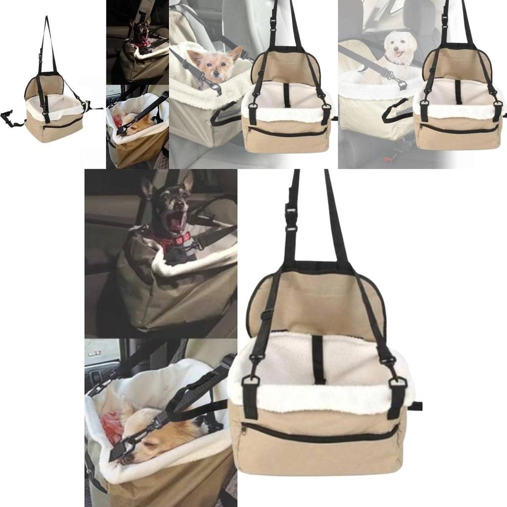 Beige Dog Car Travel Seat Carrier Bag Breathable And Comfortable Pet Hammock