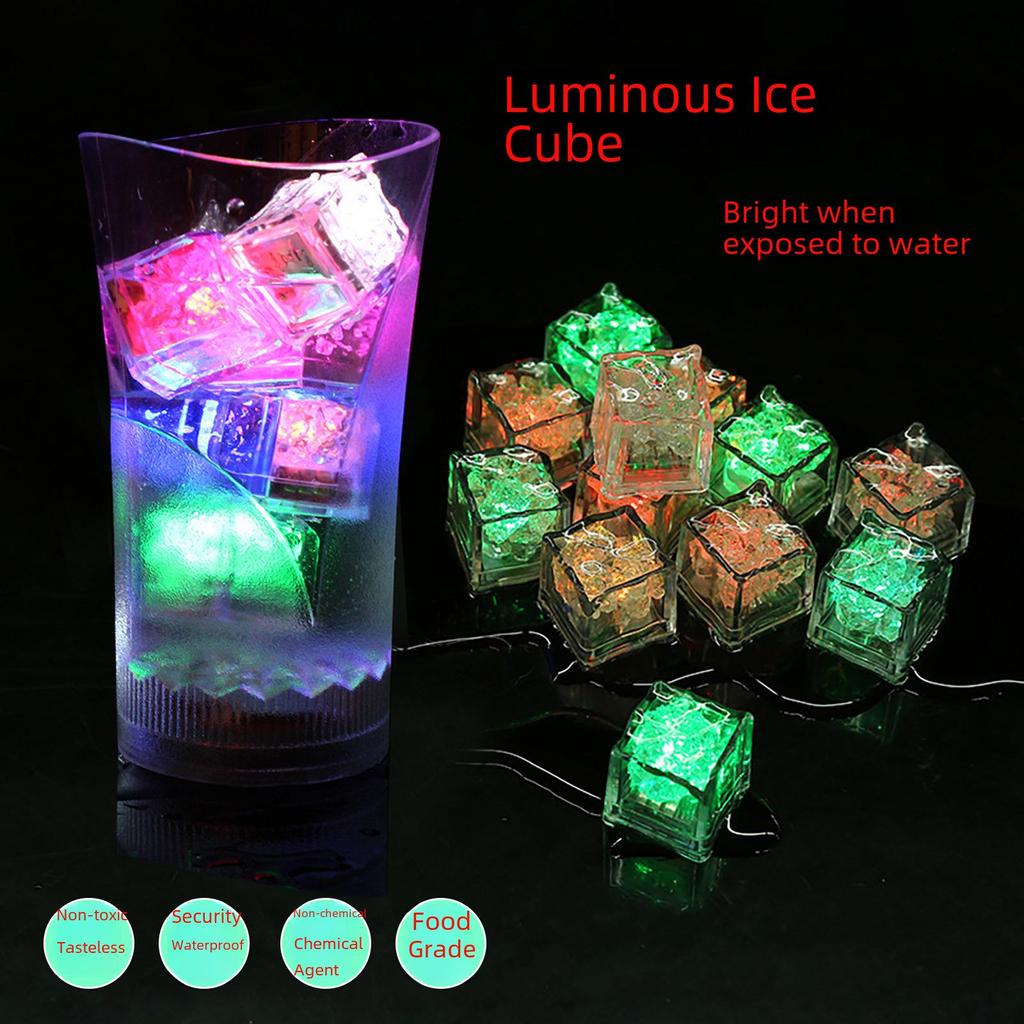 LED Colorful Glow Ice Cubes: Water-Activated Flashing Lights for Bath Toys & Decor.