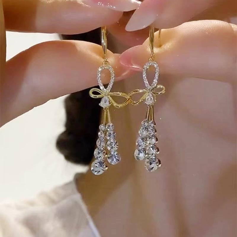 

Crystal Trendy Butterfly Tassel Earrings Exquisite Design Graceful And Stylish Versatile And Luxurious French Dcor Ear