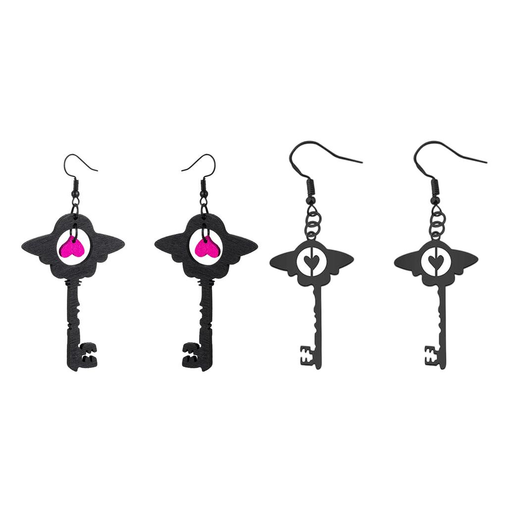1 Pair Unique Heart Key Earrings Acrylic Drop Earrings Cosplay Ear Jewelry Acrylic Texture Suitable for Party Daily Wear