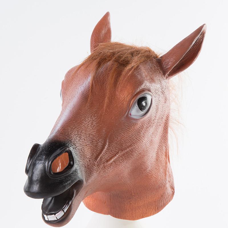 Funny Horse Head Mask Brown Horse Masks for Men Women Simulation Latex Animal Mask Halloween Cosplay Costumes Headgear