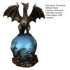 Dragon Statue with Ball, Dark Style Dragon Figurine, USB Powered Desktop Dragon Lamp Ornaments, Fantasy Gift for Men & Dragon Lovers