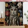 2D Flat Printing 2pcs Curtain Curtain Owl with Floral Background Digital Printed Polyester Drapes Party Decorations Perfect for